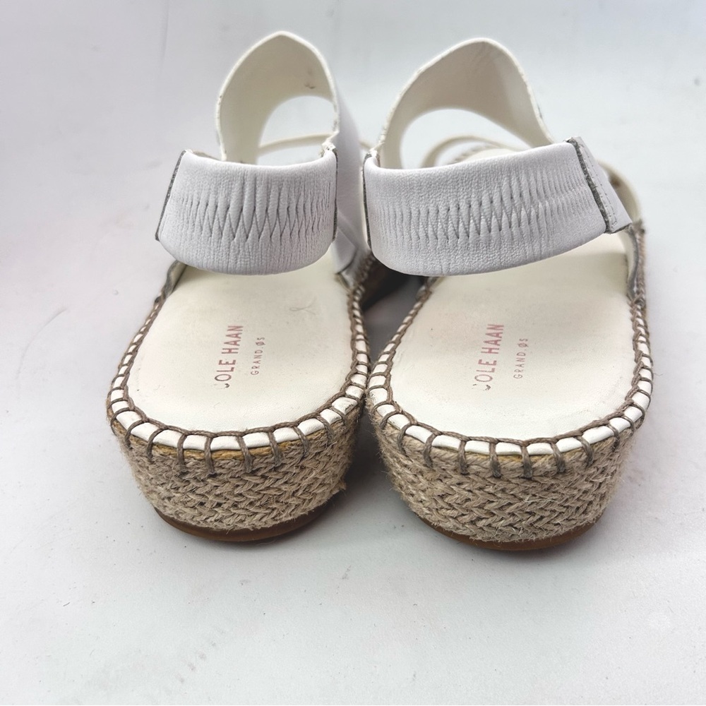 COLE HAAN Pinch Cloudfeel White Leather Espadrille Slingback Sandals Size 10 - Picture 7 of 13